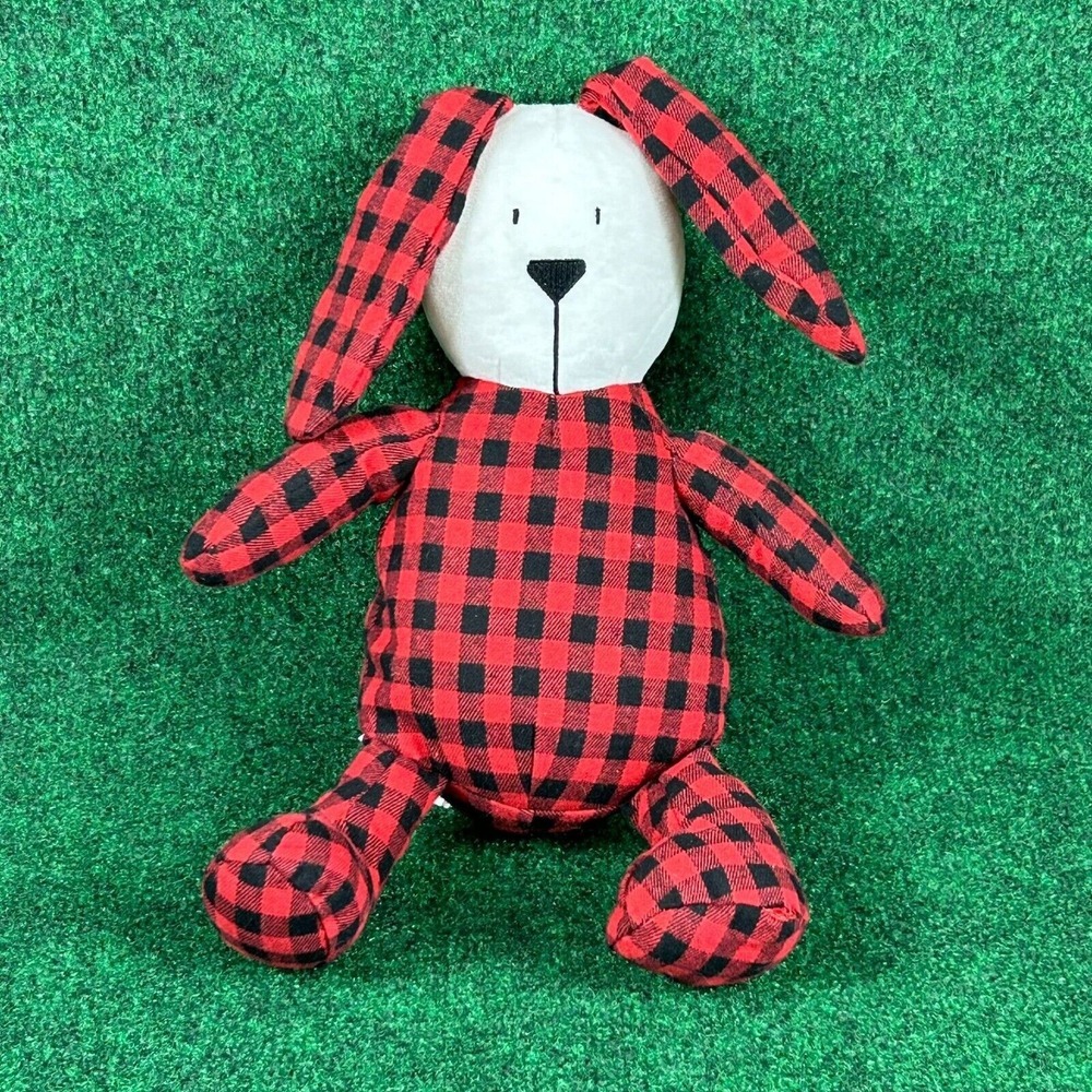 Marmalade Bunny Rabbit Red & Black Buffalo Plaid Stuffed Animal